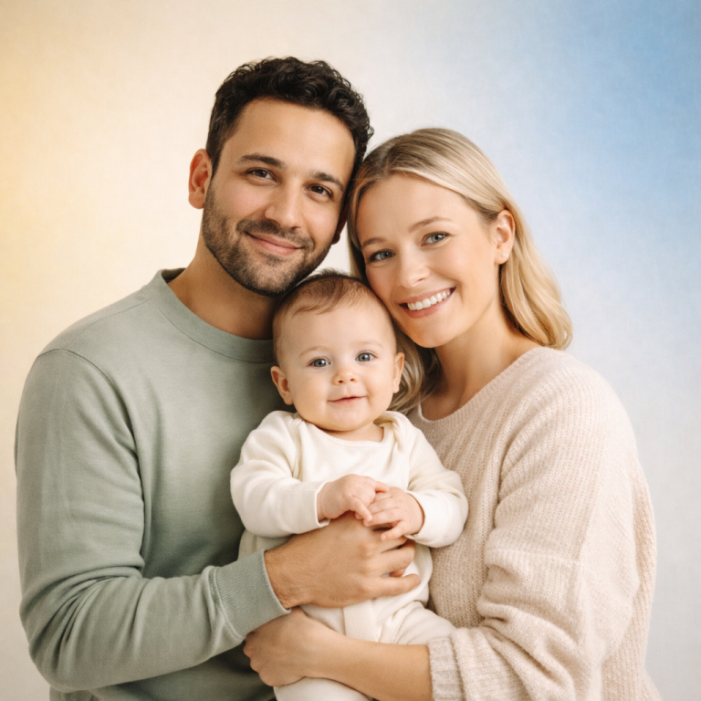 Happy family with a baby